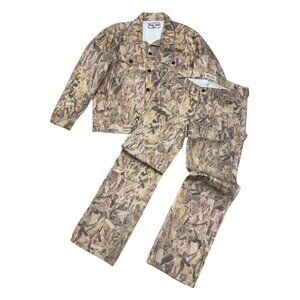 RARE BILLY HILL Wood CAMO Denim 2-Piece Streetwear Limited Jacket & Jeans - L